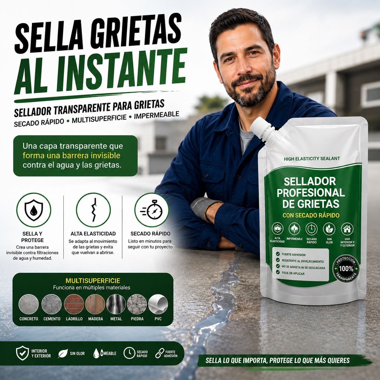 Sellador para Grietas de secado rapido